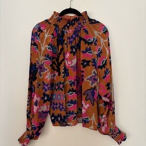 Oliphant Smocked-Neck Blouse